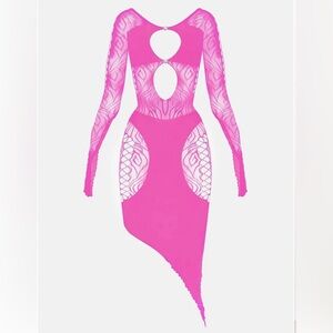 Viral Poster Girl Hot Pink Long Sleeve Bodycon Dress